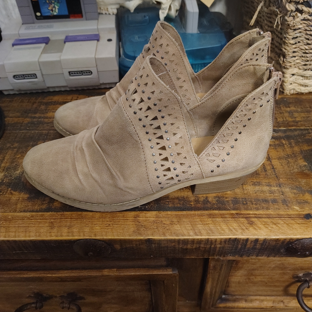 Report Taupe Ankle Booties with Cutout Design
